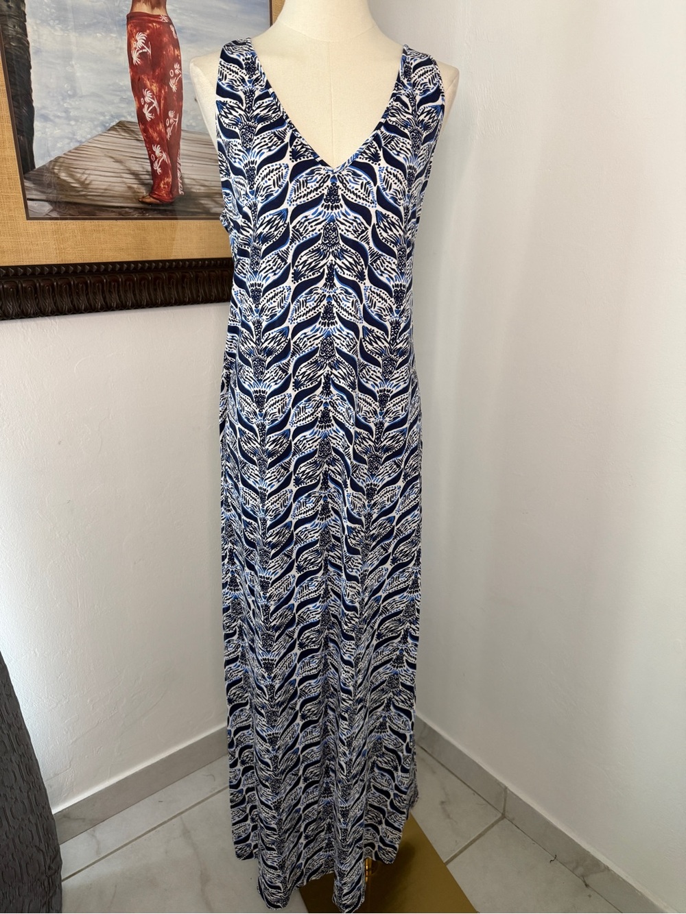 Lilly Pulitzer Navy & White Mermaid tails V-Neck Maxi Dress